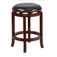 Flash Furniture TA-68924-LC-CTR-GG 24" Backless Cherry Wood Stool in Black