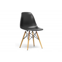 Baxton Studio Dc-231A-Black Azzo Black Plastic Mid-Century Modern Shell Chair Set of 2