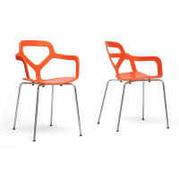 Baxton Studio Dc-357-Orange Miami Orange Plastic Modern Dining Chair Set of 2