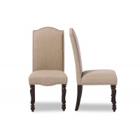 Baxton Studio DC18836P-DC Zachary Chic French Linen Fabric Upholstered Dining Chair Set of 2