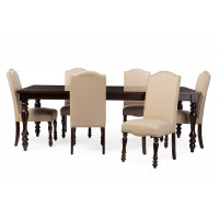 Baxton Studio DC18836P Zachary Chic French 7PC Dining Set with 72-inch Extendable Top Dining Table
