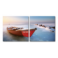 Baxton Studio De-3071Ab Seasonal Seashore Mounted Photography Print Diptych