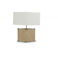 Baxton Studio DEK42MG GN Kostka Wood and Fabric Lamp