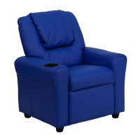 Flash Furniture Contemporary Blue Vinyl Kids Recliner with Cup Holder and Headrest DG-ULT-KID-BLUE-GG