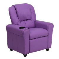 Flash Furniture Contemporary Lavender Vinyl Kids Recliner with Cup Holder and Headrest DG-ULT-KID-LAV-GG