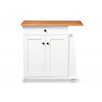 Baxton Studio DR 883500-White/Cherry Balmore Two-Tone Lacquered Wood Kitchen Cart Trolley Cabinet