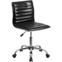 Flash Furniture DS-512B-BK-GG Mid-Back Armless Ribbed Designer Task Chair in Black