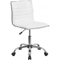 Flash Furniture DS-512B-WH-GG Mid-Back Armless Ribbed Designer Task Chair in White
