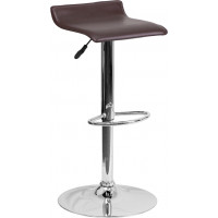 Flash Furniture Contemporary Brown Vinyl Adjustable Height Bar Stool with Chrome Base DS-801-CONT-BRN-GG
