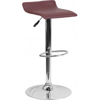 Flash Furniture Contemporary Burgundy Vinyl Adjustable Height Bar Stool with Chrome Base DS-801-CONT-BURG-GG