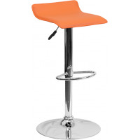 Flash Furniture Contemporary Orange Vinyl Adjustable Height Bar Stool with Chrome Base DS-801-CONT-ORG-GG