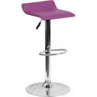 Flash Furniture Contemporary Purple Vinyl Adjustable Height Bar Stool with Chrome Base DS-801-CONT-PUR-GG