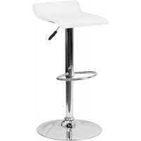 Flash Furniture Contemporary White Vinyl Adjustable Height Bar Stool with Chrome Base DS-801-CONT-WH-GG