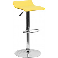 Flash Furniture Contemporary Yellow Vinyl Adjustable Height Bar Stool with Chrome Base DS-801-CONT-YEL-GG