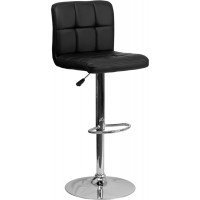 Flash Furniture Contemporary Black Quilted Vinyl Adjustable Height Bar Stool with Chrome Base DS-810-MOD-BK-GG