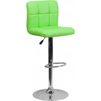 Flash Furniture Contemporary Green Quilted Vinyl Adjustable Height Bar Stool with Chrome Base DS-810-MOD-GRN-GG