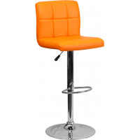 Flash Furniture Contemporary Orange Quilted Vinyl Adjustable Height Bar Stool with Chrome Base DS-810-MOD-ORG-GG