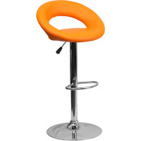 Flash Furniture Contemporary Orange Vinyl Rounded Back Adjustable Height Bar Stool with Chrome Base DS-811-ORG-GG