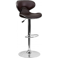 Flash Furniture Contemporary Cozy Mid-Back Brown Vinyl Adjustable Height Bar Stool with Chrome Base DS-815-BRN-GG