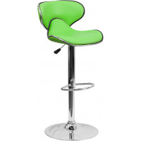 Flash Furniture Contemporary Cozy Mid-Back Green Vinyl Adjustable Height Bar Stool with Chrome Base DS-815-GRN-GG