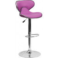 Flash Furniture Contemporary Cozy Mid-Back Purple Vinyl Adjustable Height Bar Stool with Chrome Base DS-815-PUR-GG