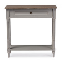 Baxton Studio EDD8VM/M-B-W1 Edouard White Wash Distressed Two-tone 1-Drawer Console Table