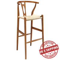 Modway EEI-1079-WAL Amish Wooden Bar Stool in Walnut