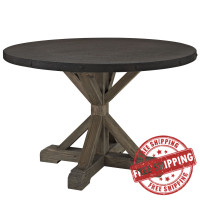 Modway EEI-1207-BRN-SET Stitch Wood Top Dining Table in Brown