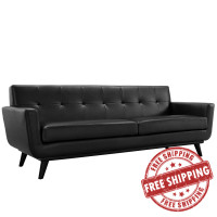 Modway EEI-1338-BLK Engage Leather Sofa in Black