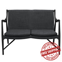 Modway EEI-1441-BLK-GRY Makeshift Upholstered Loveseat in Black Gray