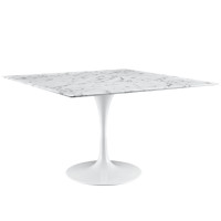 Modway EEI-1638-WHI Lippa 48" Marble Dining Table in White