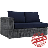 Modway EEI-1872-GRY-NAV Summon Outdoor Patio Sunbrella Left Arm Loveseat in Canvas Navy