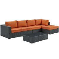 Modway EEI-1886-CHC-TUS-SET Sojourn 5 Piece Outdoor Patio Sunbrella Sectional Set in Canvas Tuscan
