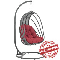 Modway EEI-2275-RED-SET Whisk Outdoor Patio Swing Chair in Red
