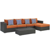 Modway EEI-2382-CHC-TUS-SET Sojourn 5 Piece Outdoor Patio Sunbrella Sectional Set in Canvas Tuscan