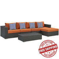 Modway EEI-2382-CHC-TUS-SET Sojourn 5 Piece Outdoor Patio Sunbrella Sectional Set in Canvas Tuscan