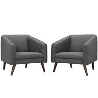 Modway EEI-2452-GRY-SET Slide Armchairs Set of 2 in Gray
