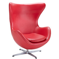 Modway EEI-528-RED Glove Leather Lounge Chair in Red