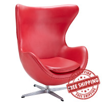 Modway EEI-528-RED Glove Leather Lounge Chair in Red