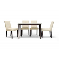 Baxton Studio Elsa Dining Set in Brown Wood Modern Dining Set in Dark Brown/Beige