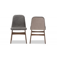 Baxton Studio Embrace Dining Chair Embrace Mid-century Retro Dark Grey Fabric Walnut Wood Dining Chair Set of 2