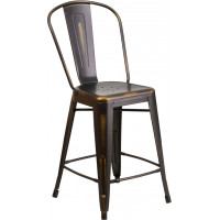 Flash Furniture ET-3534-24-COP-GG Distressed Copper Metal Stool in Copper