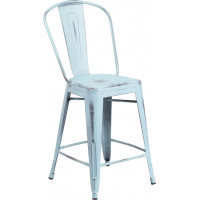 Flash Furniture ET-3534-24-DB-GG Distressed Metal Stool in Blue