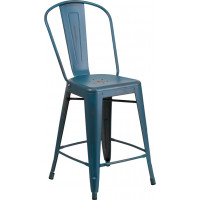 Flash Furniture ET-3534-24-KB-GG Distressed Metal Stool in Blue