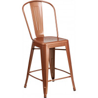 Flash Furniture ET-3534-24-POC-GG 24'' High Indoor-Outdoor Counter Height Stool in Back