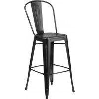 Flash Furniture ET-3534-30-BK-GG Distressed Barstool in Black