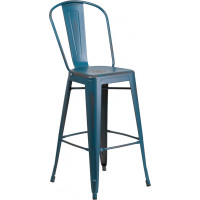Flash Furniture ET-3534-30-KB-GG Distressed Kelly Barstool in Blue