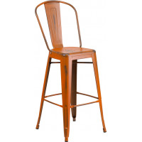 Flash Furniture ET-3534-30-OR-GG Distressed Barstool in Orange