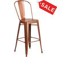 Flash Furniture ET-3534-30-POC-GG 30'' High Metal Indoor-Outdoor Barstool with Back in Copper