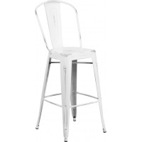 Flash Furniture ET-3534-30-WH-GG Distressed Barstool in White